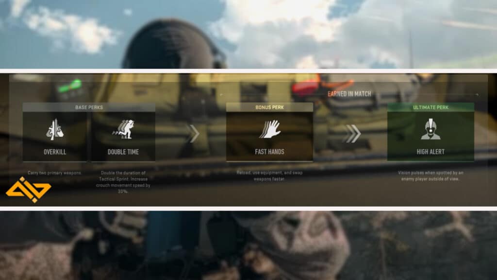 Picture of the perks from Warzone 2 displayed on background of warzone 2 still.