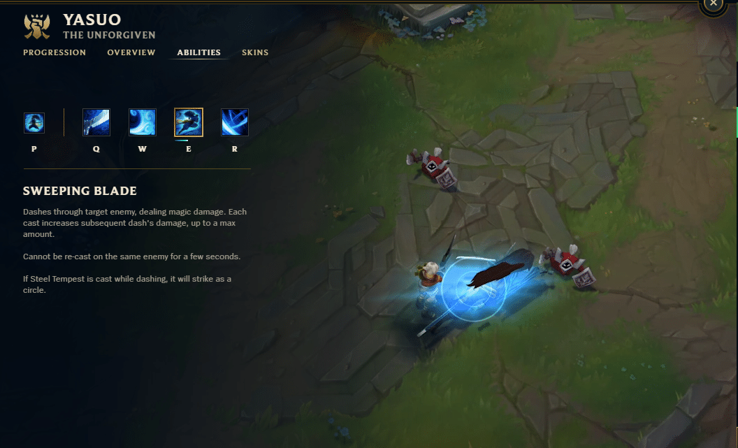 Yasuo's E ability description