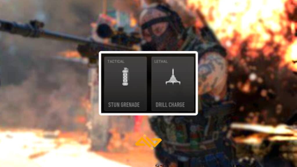 picture of a stun grenade and drill charge from warzone 2 on a warzone 2 background