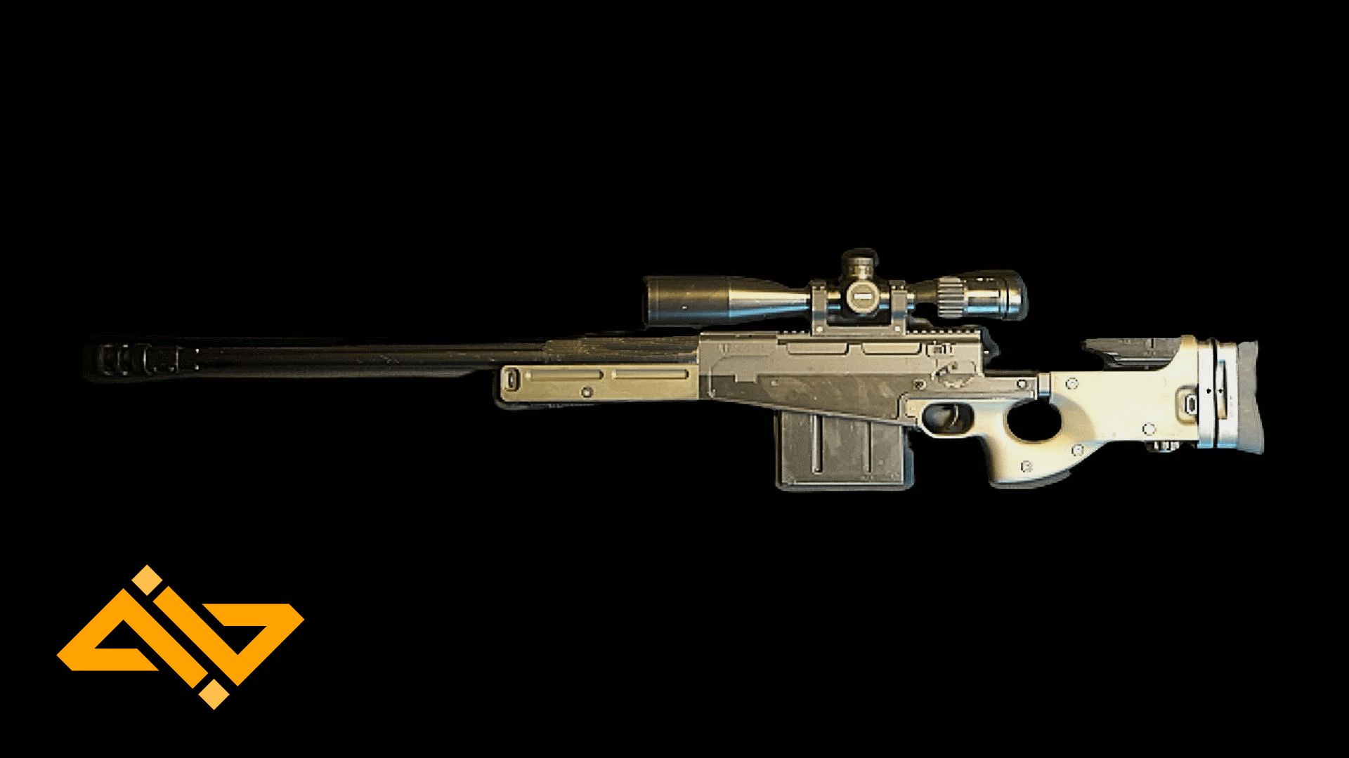The Victus XMR Sniper rifle from modern warfare 2/Warzone 2.0 with WhatIfGaming Logo
