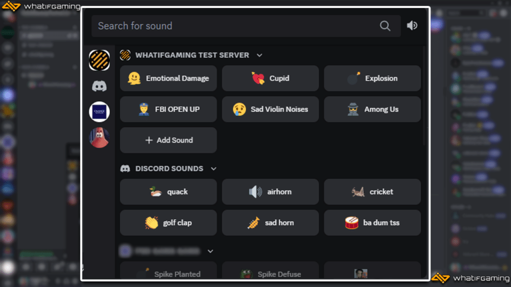 A photo of the Discord Soundboard.