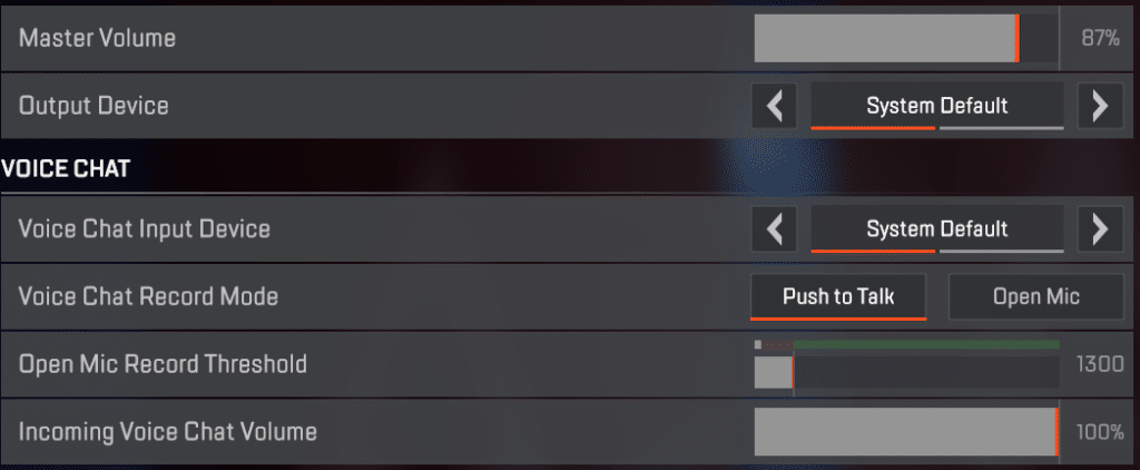 Audio Settings Apex Legends