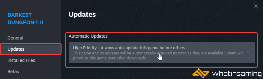Updates > Automatic Updates > High Priority