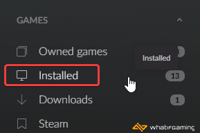 Installed under Games