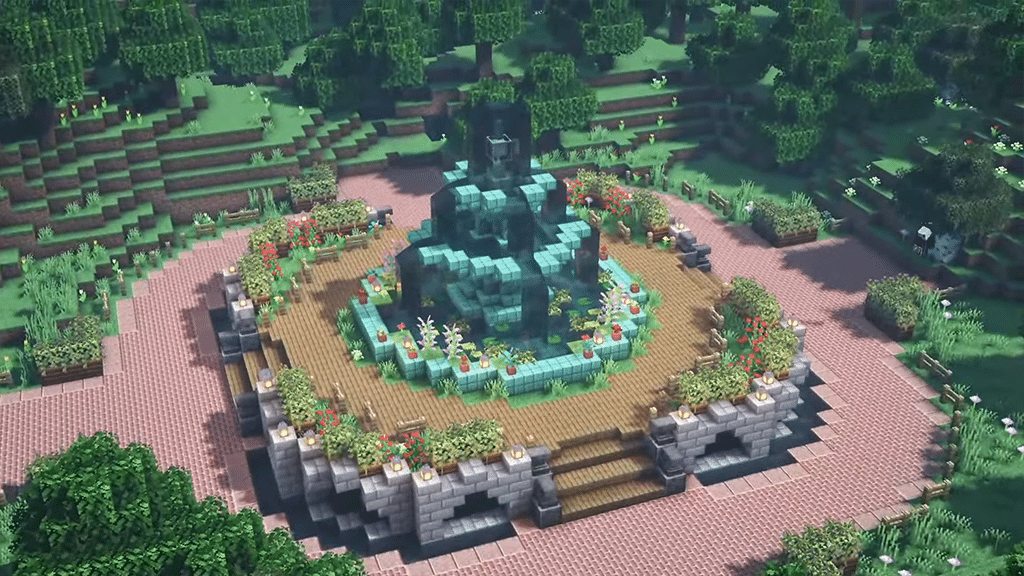 Garden Minecraft Fountain Ideas