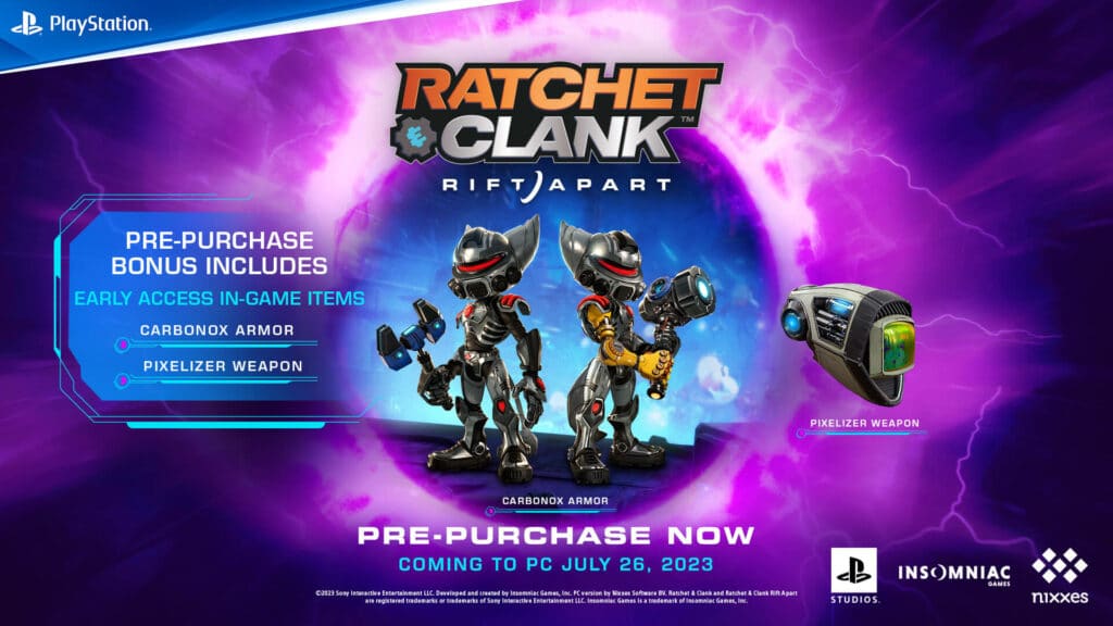 Ratchet and Clank: Rift Apart Pre-Order Bonus Items for PC