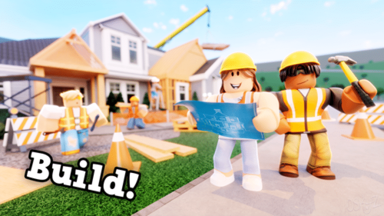 Image shows a house being constructed in best roblox roleplay games