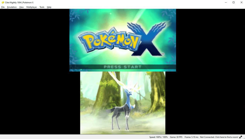 Pokemon X running on Citra.
