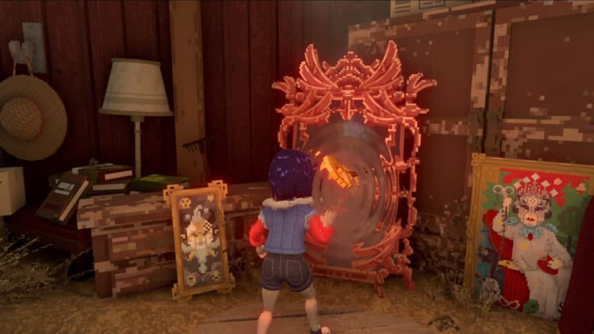 Ravenlok entering a fantasy world through a mirror