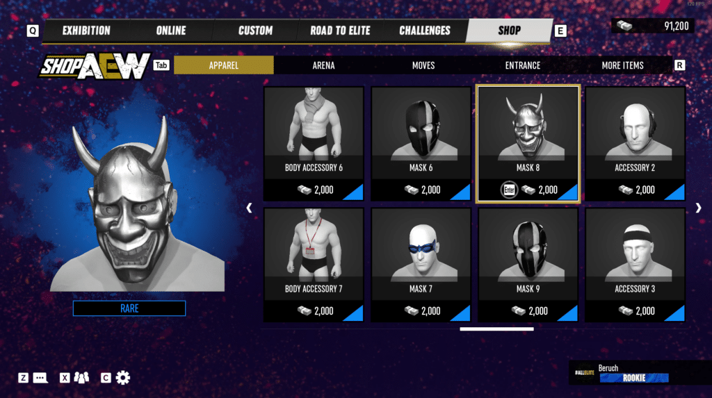 AEW Shop to customize characters