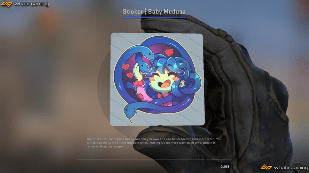 A photo of the Baby Medusa CS:GO anime sticker.
