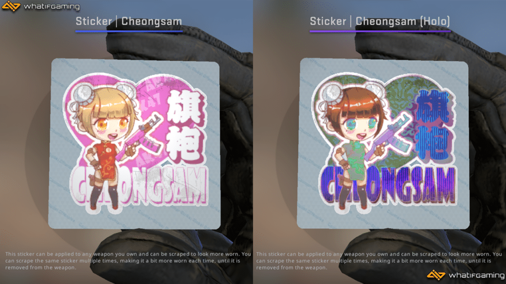 A photo of Cheongsam and Cheongsam (Holo) stickers.