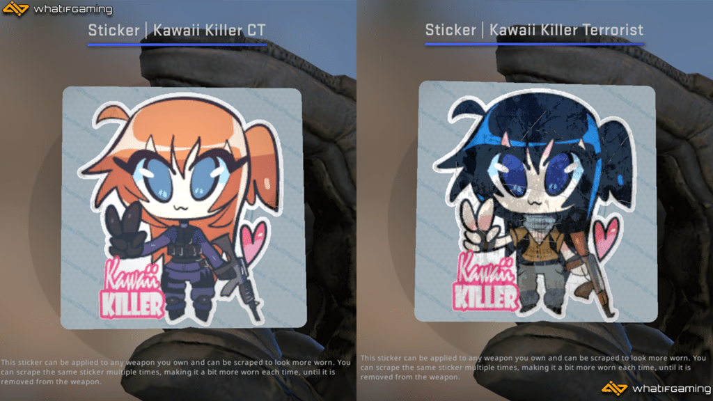 A photo of the Kawaii Killer CT and Killer Terrorist stickers.