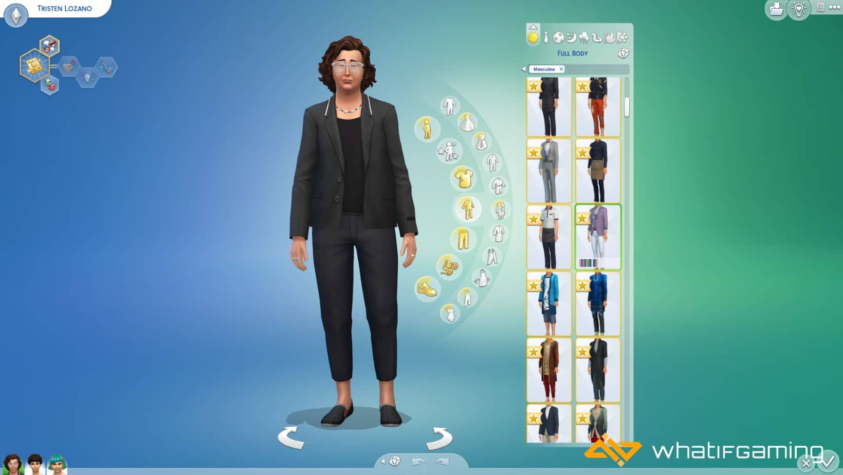 Select the ideal work outfit for your sim by enabling cheats.