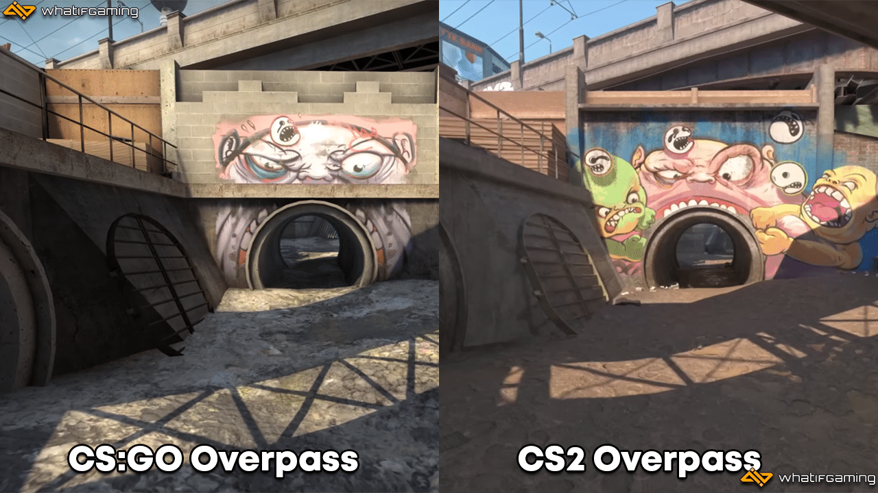 Overpass CS:GO vs Counter-Strike 2 Map Comparison.