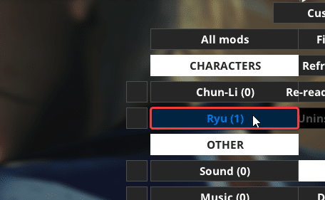Ryu in Mod List