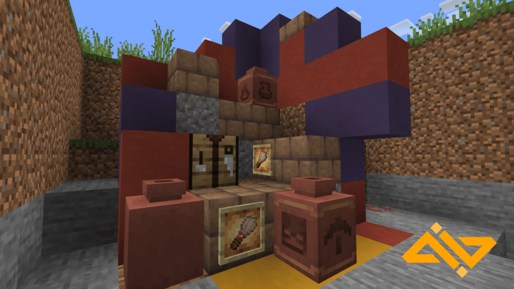 New decorated pots in front of dyed terracotta in Minecraft 1.20