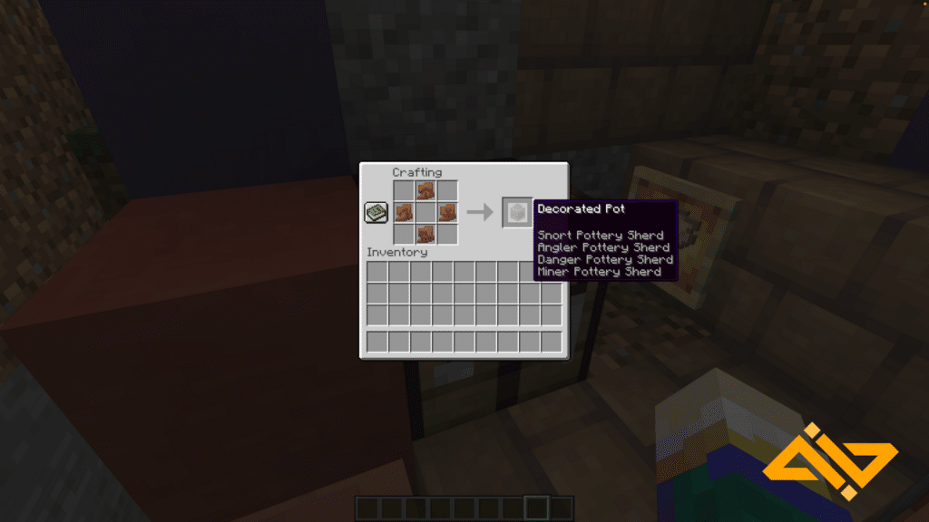 four sherds placed in a diamond in the crafting table UI.