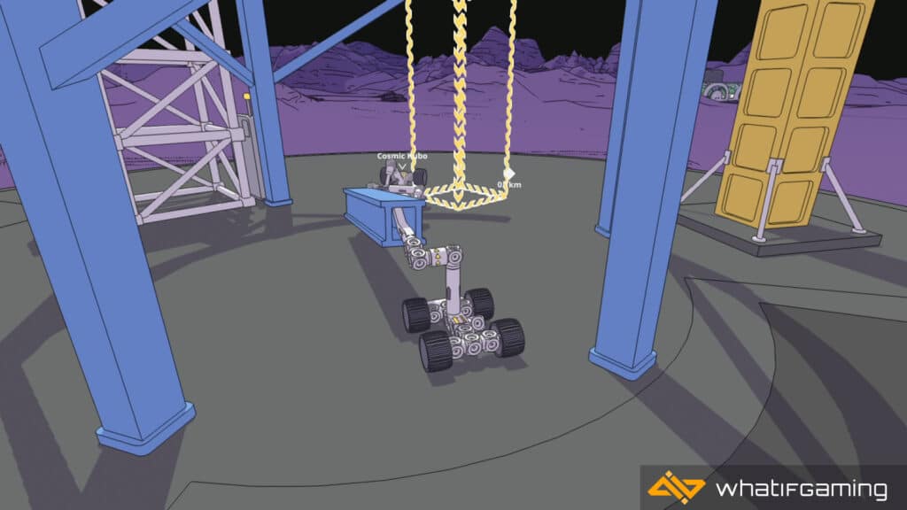 Rovers lifting up a steel beam