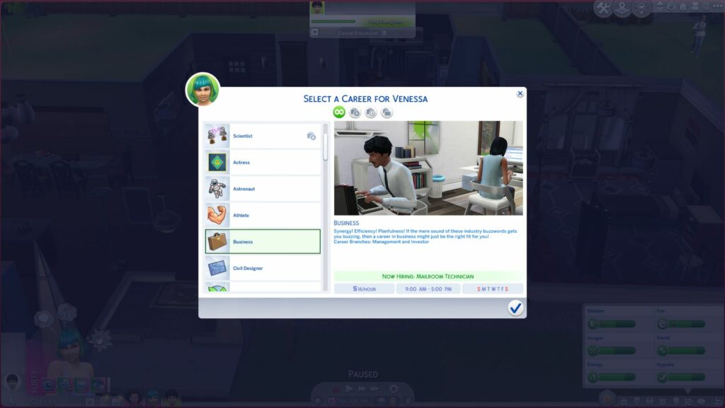 Choosing the Business career path in The Sims 4 will give you a lot of money.