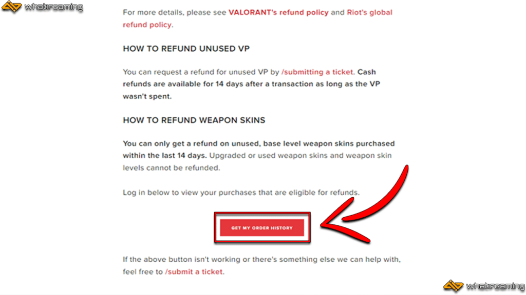 Navigating the Valorant Player Refund Support Page.