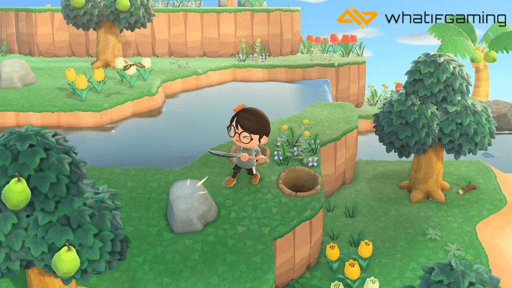 Showing how to get iron nuggets in Animal Crossing