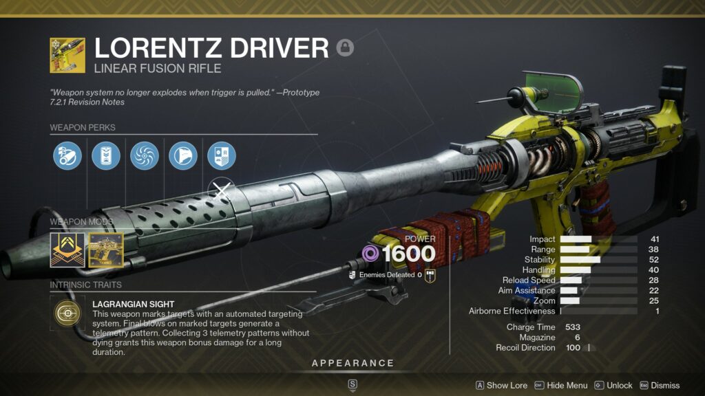 Lorentz Driver Destiny 2