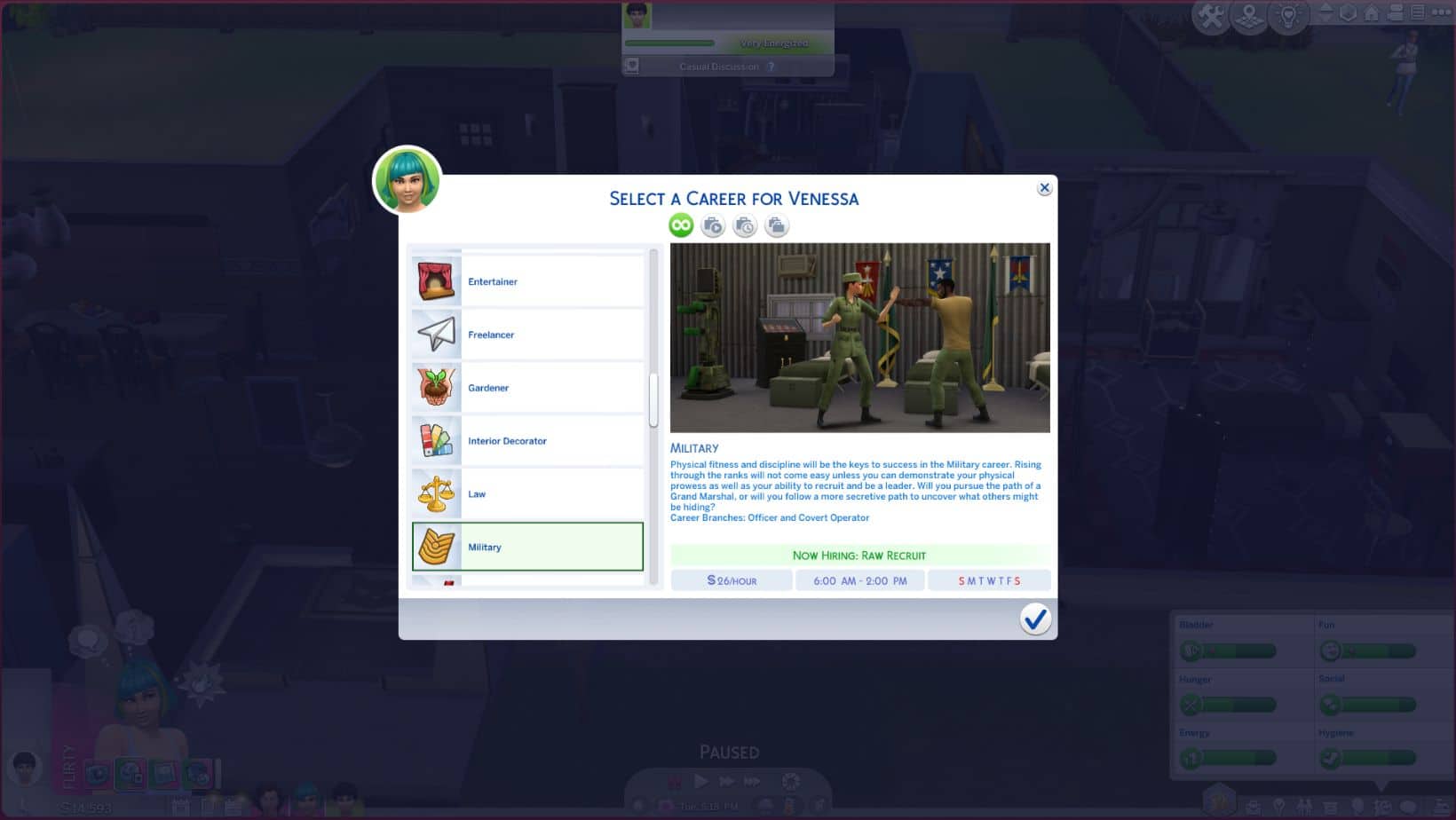 The military career gives the most amount of money in The Sims 4.