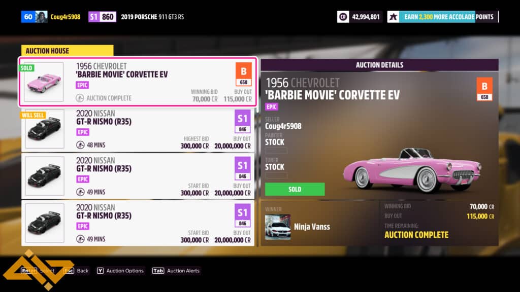 Collect Cash - Sell Car in Forza Horizon 5.