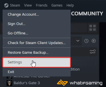 Steam > Settings