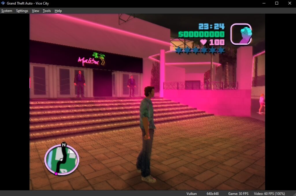 GTA: Vice City, running on PCSX2.