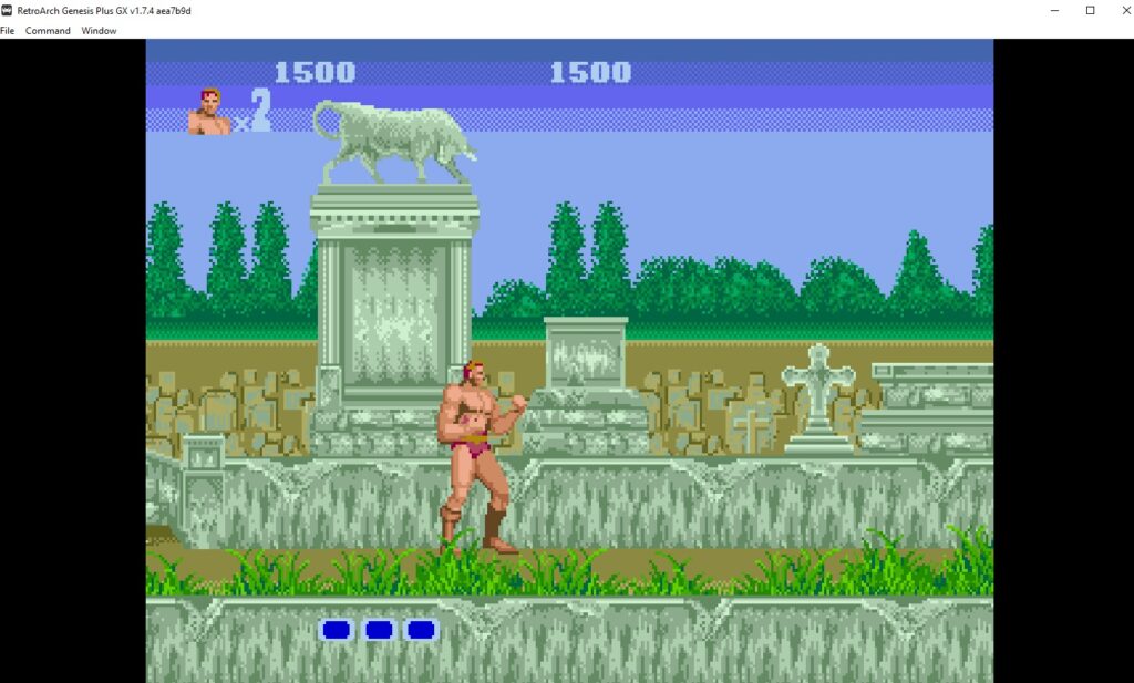 RetroArch running the Genesis Altered Beast title.