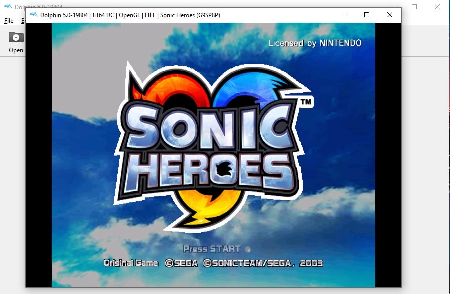 Sonic Heroes running on Dolphin, emulating a GameCube title.