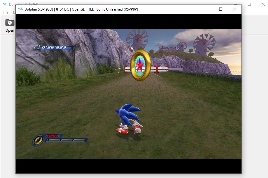 Sonic Unleashed running on Dolphin, a Nintendo Wii emulator.