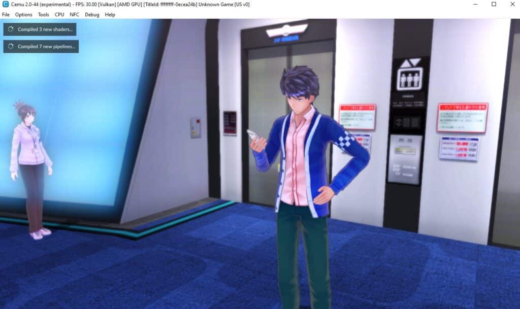 Tokyo Mirage Sessions, running on Cemu, a Wii U emulator.