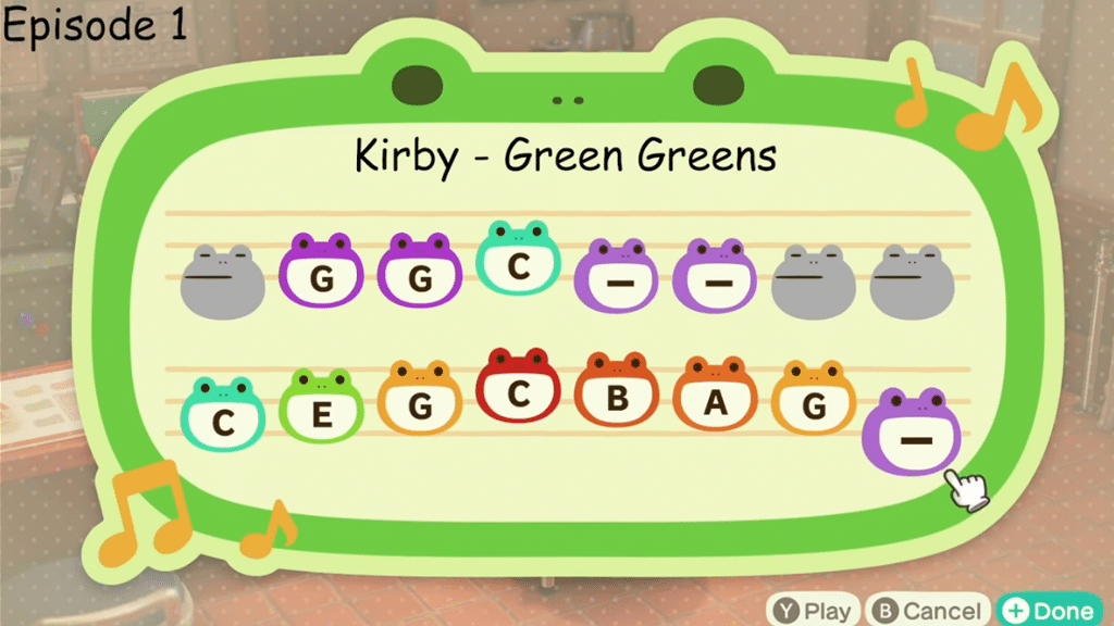 Kirby Green Greens theme as an ACNH tune