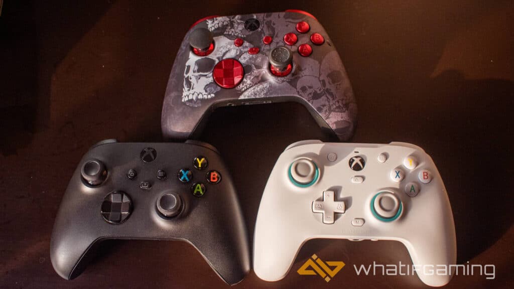 Image shows the Comparison with stock and modded controller