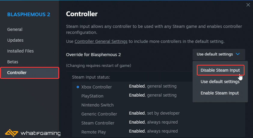 Disable Steam Input