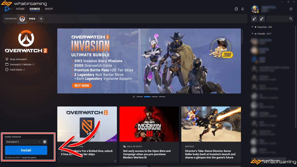 Installing Overwatch 2 using the BattleNet Launcher