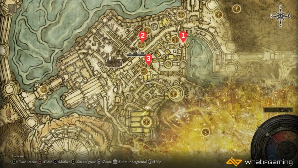 Leyndell, Royal Capital Smithing Stone 4 Map Locations