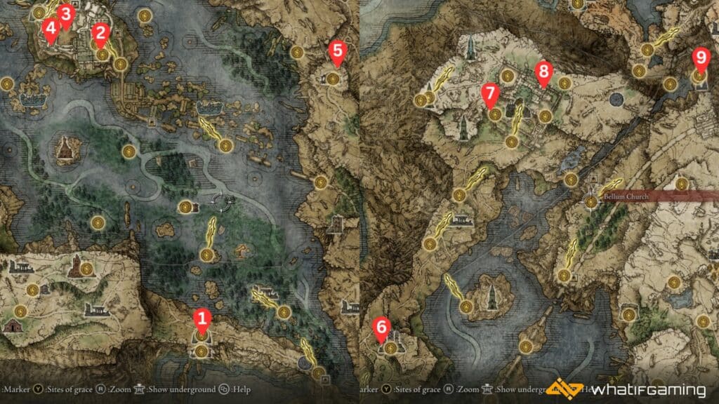 Liurnia of the Lakes Smithing Stone 4 Map Locations