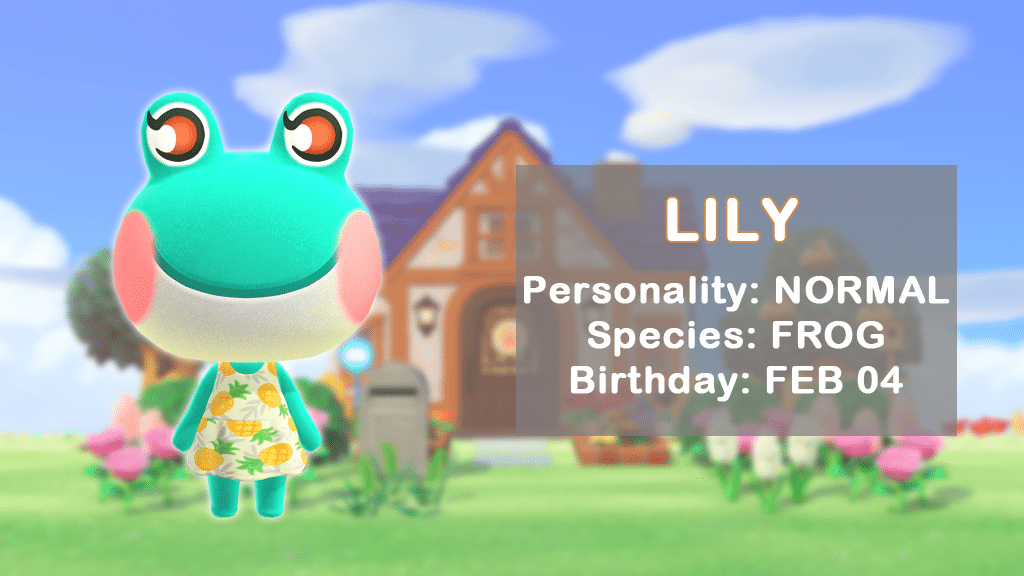 A profile of Lily, a popular frog villager.