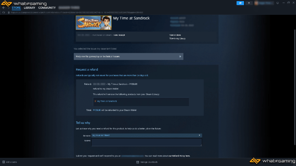 Requesting for a Refund on Steam