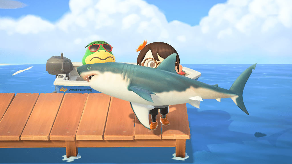 Catching a Great White Shark is a notable milestone in Animal Crossing