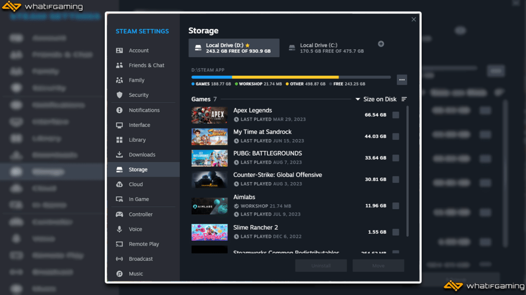 Steam Storage Manager