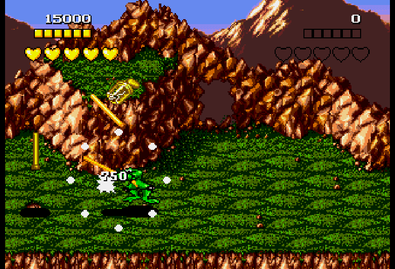 Using weapons and enemy scraps was common in any Battletoads title.