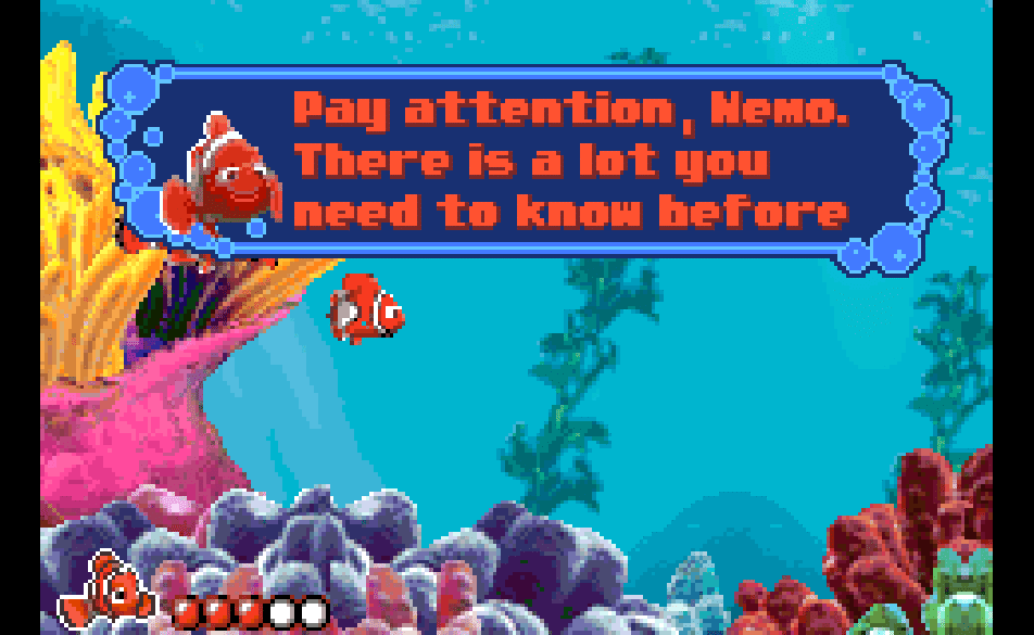 Finding Nemo is a great game, one of the best GBA games.