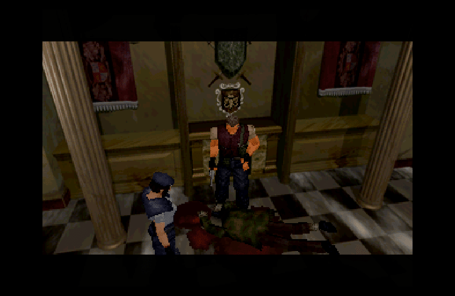 Resident Evil, the popular game, running on the Sega Saturn.