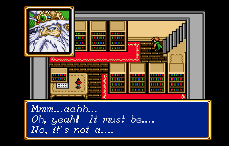 Astral pondering about a storm in Shining Force II, a Sega Genesis title.
