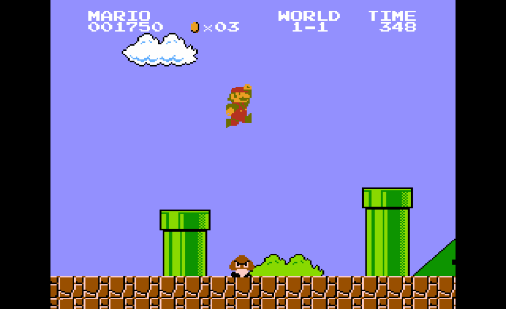 Mario jumping in the original Super Mario Bros..